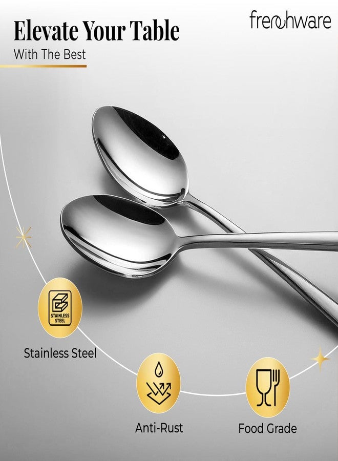 أدوات فرنسية طقم ملاعق فرنسية (12 ملعقة فضية من الفولاذ المقاوم للصدأ)، مصنوعة من مواد آمنة غذائيًا بنسبة 100%، غير سامة، مقاومة للصدأ، آمنة للغسل في غسالة الأطباق، طقم هدايا مثالي لجميع المناسبات - Image 3